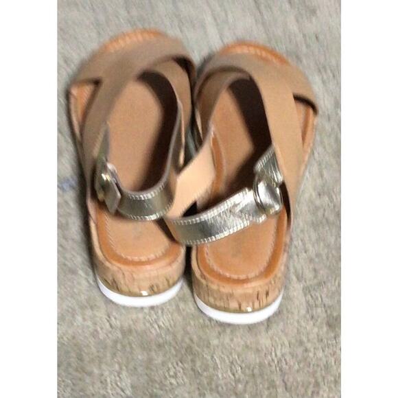 NWOT Nine West Platform Sandal Strap Brown‎ crisscross summer casual size 10 - Picture 3 of 6